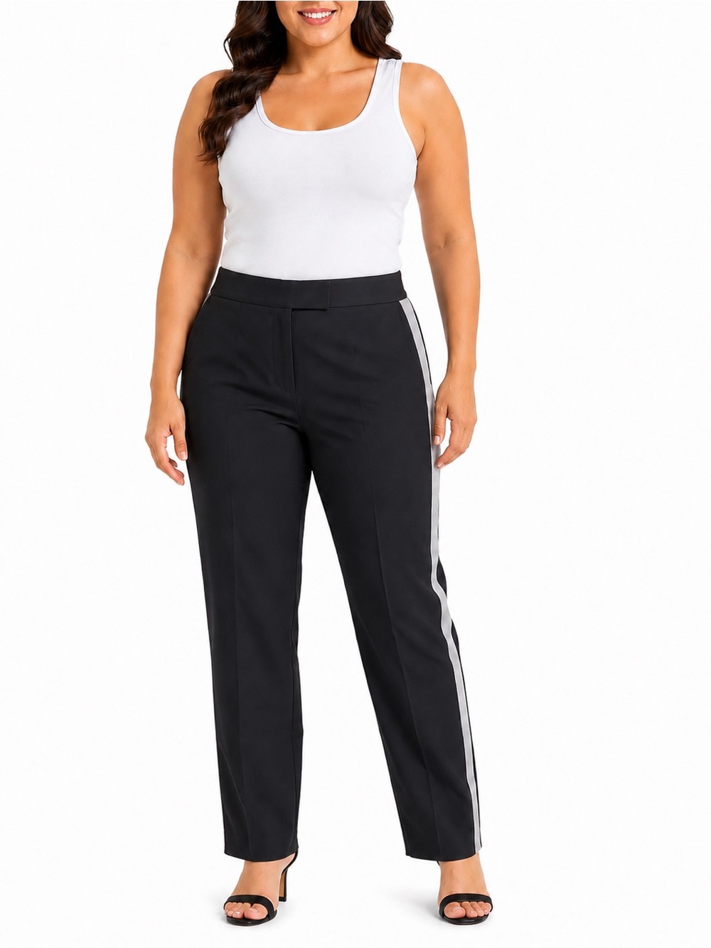 Black Trousers White Side Tuxedo Stripe 12